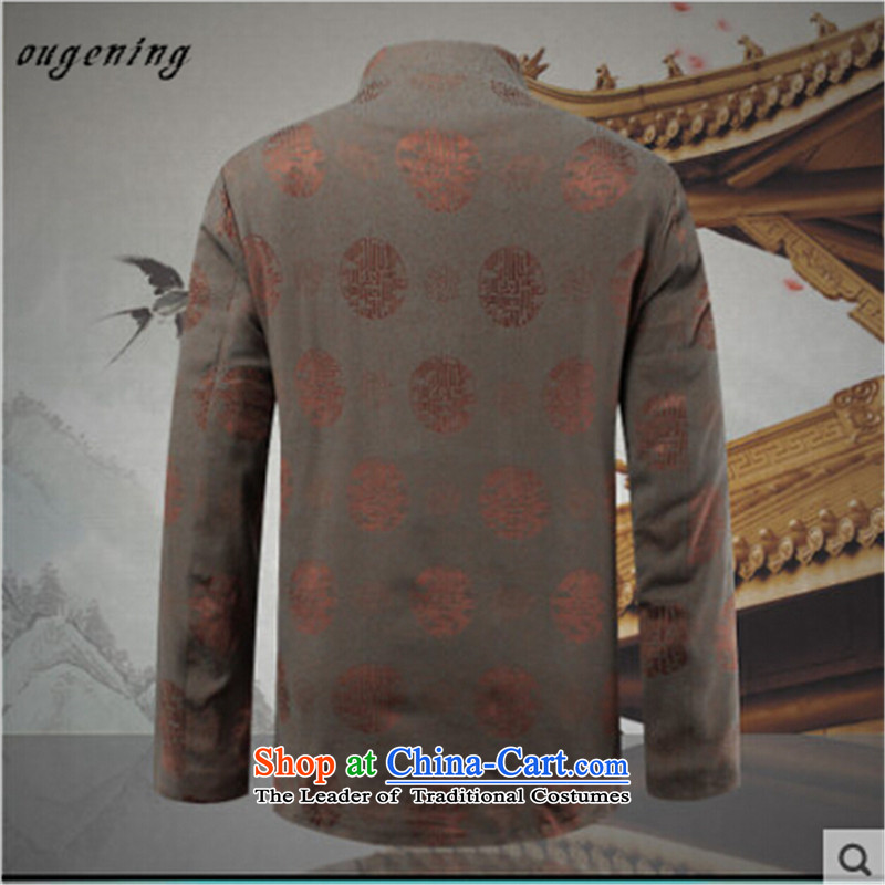 2015 Autumn of older persons in the new father grandfather of ethnic Chinese with PU Men's Shirt PU leather jacket bronze 170, OSCE, lemonade (ougening) , , , shopping on the Internet