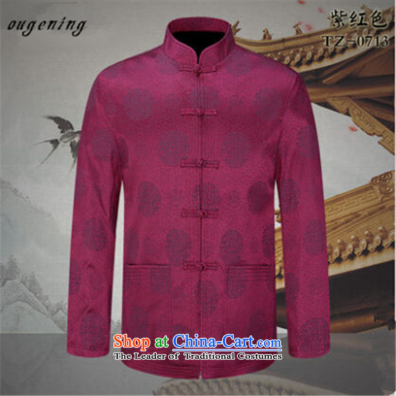 The OSCE, 2015 Autumn and Winter, of the name of the new products with ethnic grandpa father Chinese PU T-shirt jacket men aged PU 190, red and brown coat, OSCE (ougening lemonade) , , , shopping on the Internet