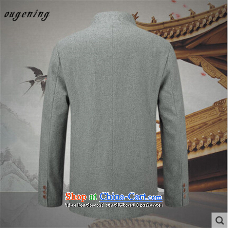 The name of the 2015 autumn of the OSCE New China wind in older men's gross a jacket father casual solid color collar long-sleeved jacket gray 185 Euro patterns of lemonade (ougening) , , , shopping on the Internet