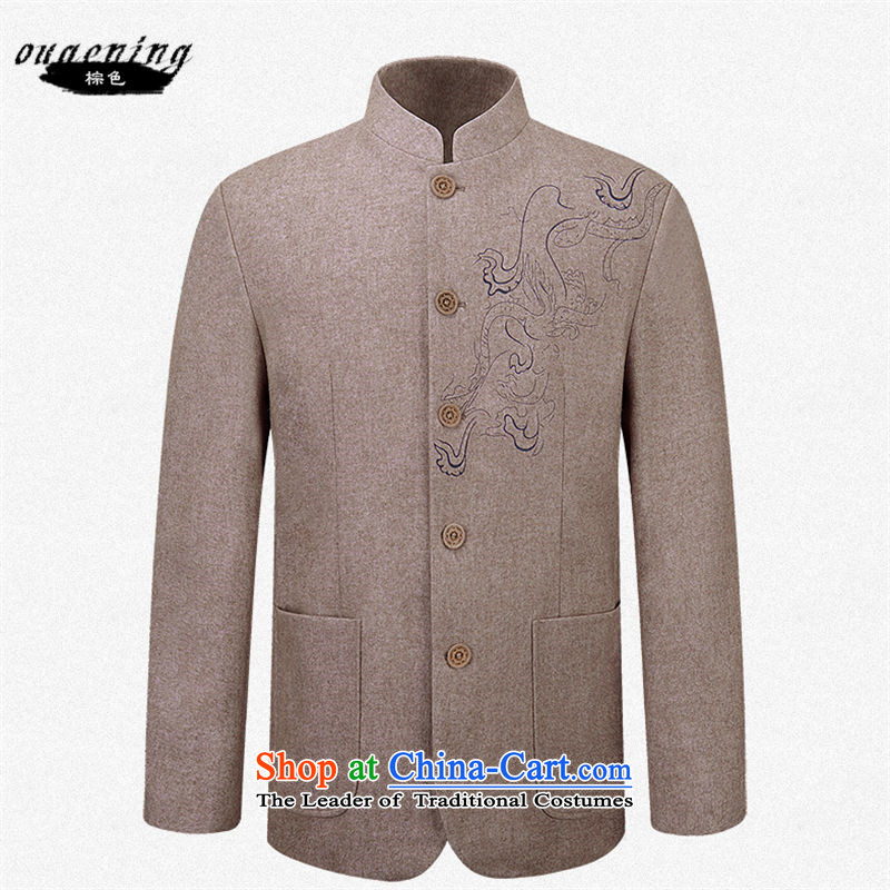 The name of the 2015 autumn of the OSCE New China wind in older men's gross a jacket father casual solid color collar long-sleeved jacket gray 185 Euro patterns of lemonade (ougening) , , , shopping on the Internet