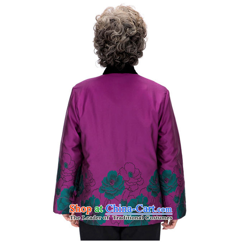Bosnia and the elderly in the line thre Ms. winter coat winter robe mother with Ms. China wind collar stamp improved cotton coat jacket F0891 red women XXL, thre line (gesaxing and Tobago) , , , shopping on the Internet
