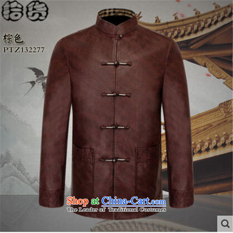 The 2015 autumn pick new men China wind quality leather jacket from older Tang Chinese PU Chinese shirt with male card their father M pick (shihuo) , , , shopping on the Internet