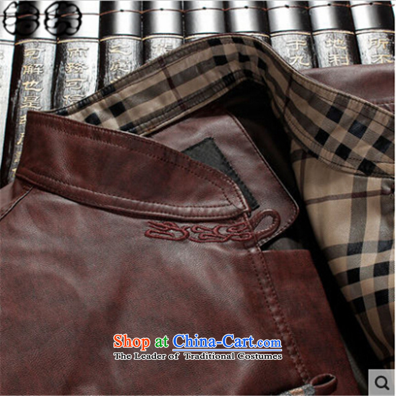 The 2015 autumn pick new men China wind quality leather jacket from older Tang Chinese PU Chinese shirt with male card their father M pick (shihuo) , , , shopping on the Internet