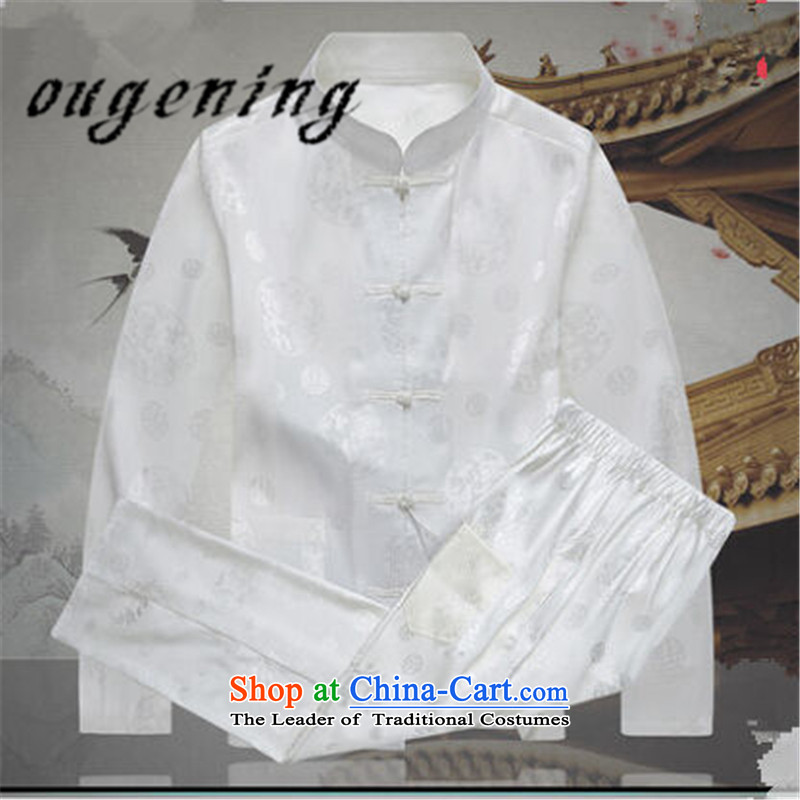 The name of the 2015 autumn of the OSCE New China wind retro embroidery long-sleeved shirt collar father Chinese men Tang dynasty grandfather tai chi exercise kit chinese red 190, Europe (ougening lemonade Grid) , , , shopping on the Internet