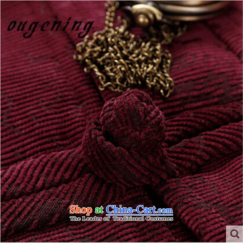 The name of the 2015 autumn of the OSCE new men of the elderly in the Tang dynasty fluff Edging thickness with Grandpa l jacket China wind up the word retro buttoned, XL, OSCE, red (ougening lemonade) , , , shopping on the Internet