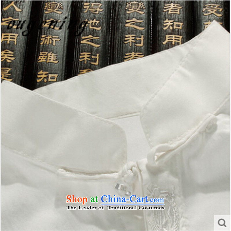 The name of the 2015 autumn of the OSCE new collar men inside the Chinese Tang dynasty grandpa shirt China wind father casual shirt with white cotton shirt color XL, OSCE, Figure (ougening lemonade shopping on the Internet has been pressed.)