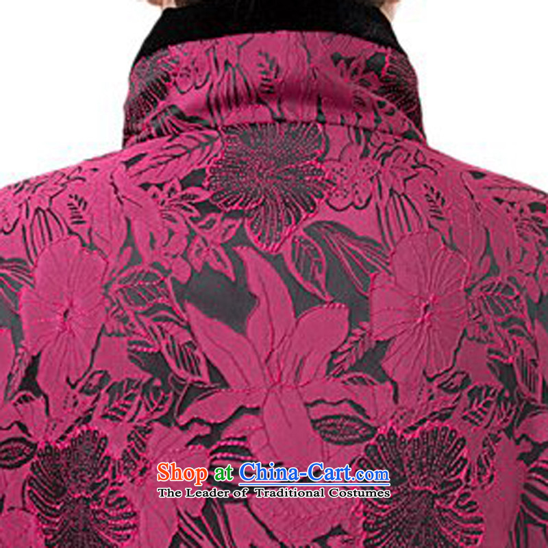 The new line of Bosnia and thre attired in Tang Dynasty older autumn and winter, cotton China wind Chinese elderly in the collar Ms. Tang Gown robe grandma F851 jacket purple women XXL, thre line (gesaxing and Tobago) , , , shopping on the Internet