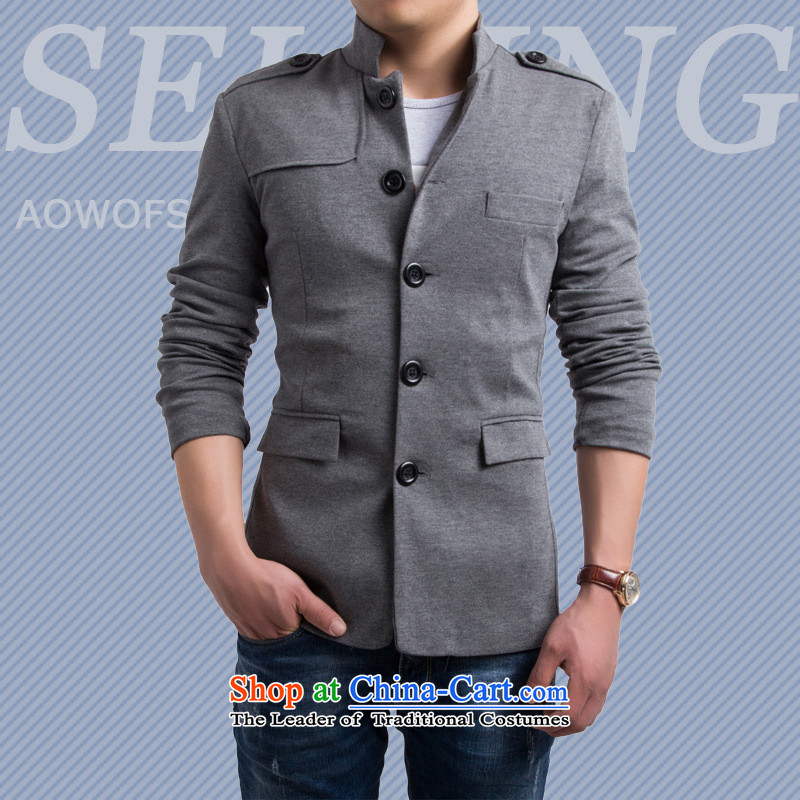 The English fashion Men's Mock-Neck small suit Chinese tunic Y015 gray , Sau San Jie (rvie. and shopping on the Internet has been pressed.)