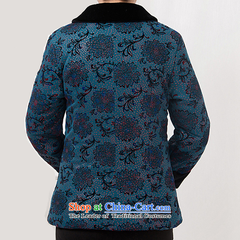 Bosnia and Ms. line thre Tang blouses MOM pack load Spring and Autumn Chinese improvements jacket Ms. national costume of ethnic stamp Tang blouses F853 blue women XXXL, thre line (gesaxing and Tobago) , , , shopping on the Internet