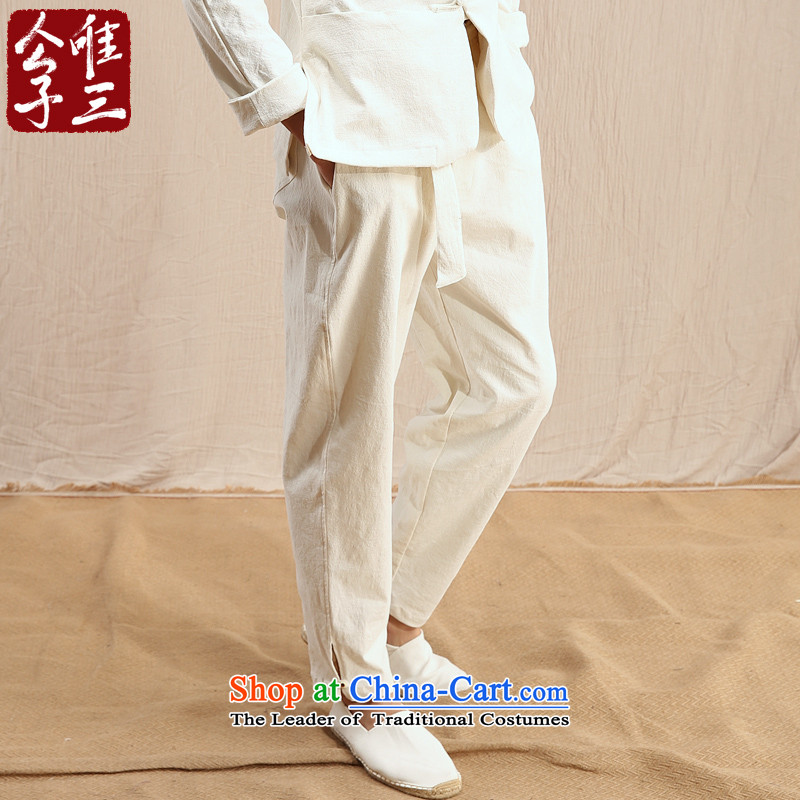 Cd 3 model kung fu China wind linen pants practicing Chinese men's trousers Tang Dynasty Recreation and autumn and winter thick, rice white 185/100A(XXL), CD 3 , , , shopping on the Internet