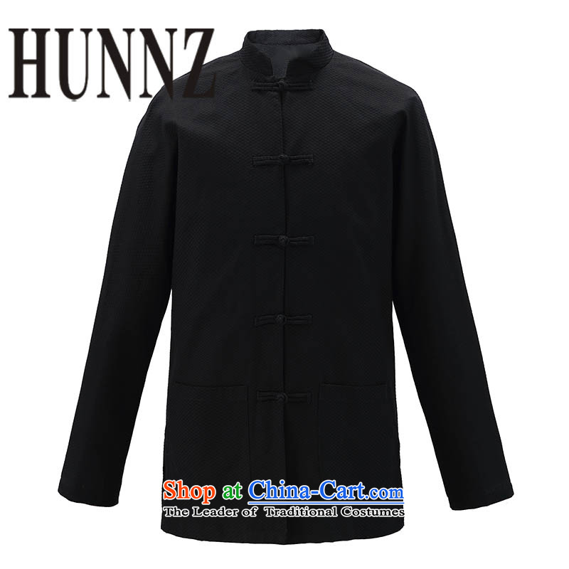 Tang HUNNZ jackets Chinese men China wind national costumes father boxed pure cotton shirt classic black shirt 165,HUNNZ,,, autumn shopping on the Internet