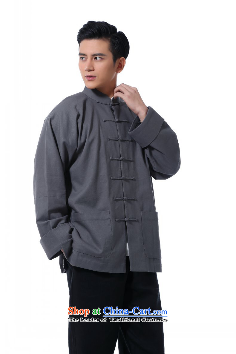 Hunnz men's Chinese New long-sleeved shirt linen clothes China wind up charge-back collar retro jacket improved Tang Dynasty Gray L picture, prices, brand platters! The elections are supplied in the national character of distribution, so action, buy now enjoy more preferential! As soon as possible.