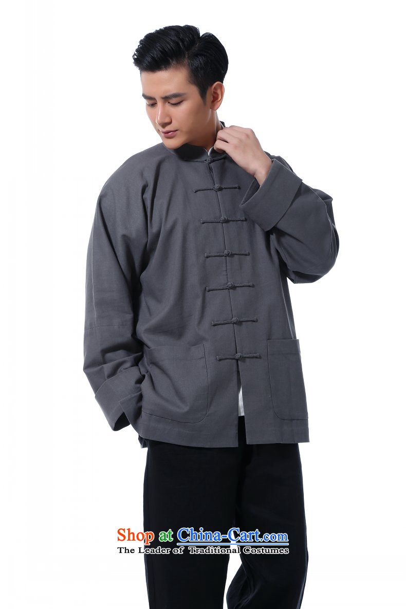 Hunnz men's Chinese New long-sleeved shirt linen clothes China wind up charge-back collar retro jacket improved Tang Dynasty Gray L picture, prices, brand platters! The elections are supplied in the national character of distribution, so action, buy now enjoy more preferential! As soon as possible.