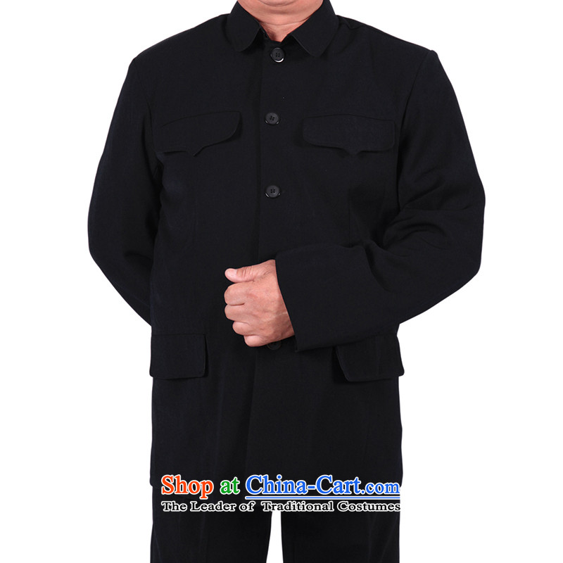 Chinese tunic men package for older men's business Chinese tunic suit large black black kit (T-shirt + pants) 33 (2.6 feet waistline pants code), core customer adoption is , , , shopping on the Internet