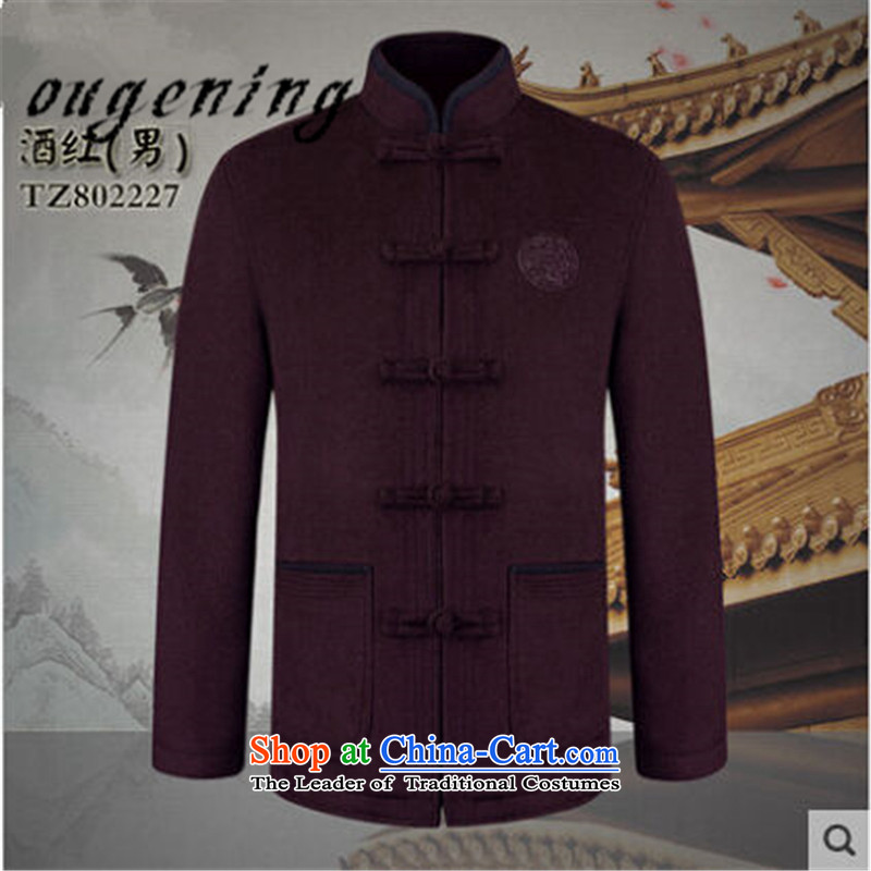 The name of the 2015 autumn of the OSCE in the new new new elderly couples Tang dynasty men's woolen a grandfather replacing old grandma shirt wine red jacket female Euro 170, the grid (ougening lemonade) , , , shopping on the Internet