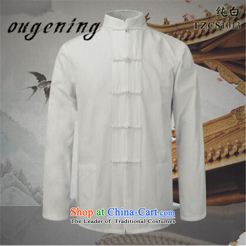 The name of the 2015 autumn of the OSCE New China wind Men's Mock-Neck pure cotton long-sleeved shirt that older blacklead leisure Tang Dynasty Chinese Antique shirt black 170, OSCE, lemonade (ougening) , , , shopping on the Internet