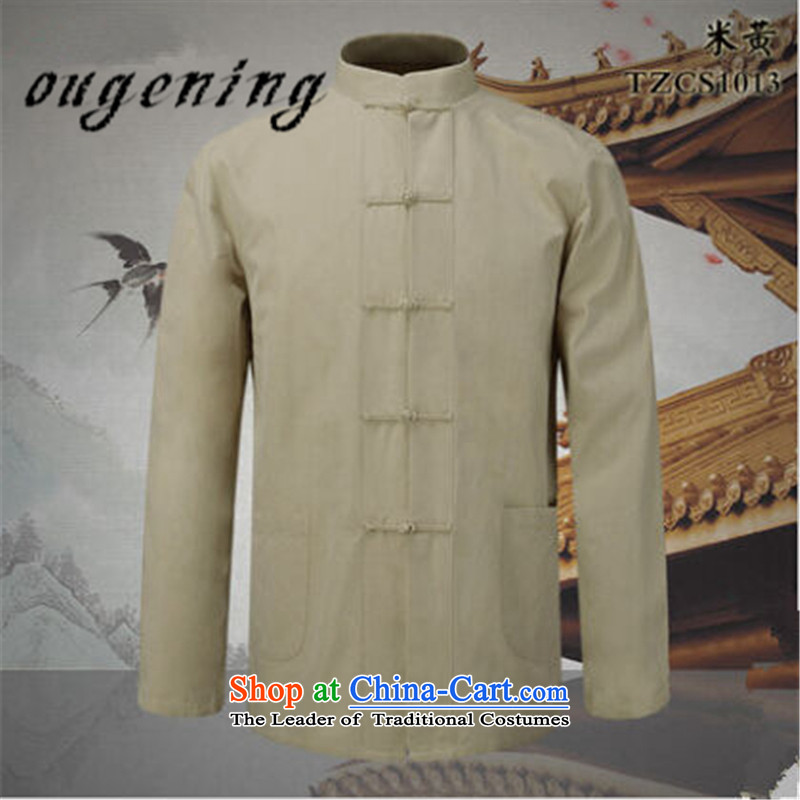 The name of the 2015 autumn of the OSCE New China wind Men's Mock-Neck pure cotton long-sleeved shirt that older blacklead leisure Tang Dynasty Chinese Antique shirt black 170, OSCE, lemonade (ougening) , , , shopping on the Internet