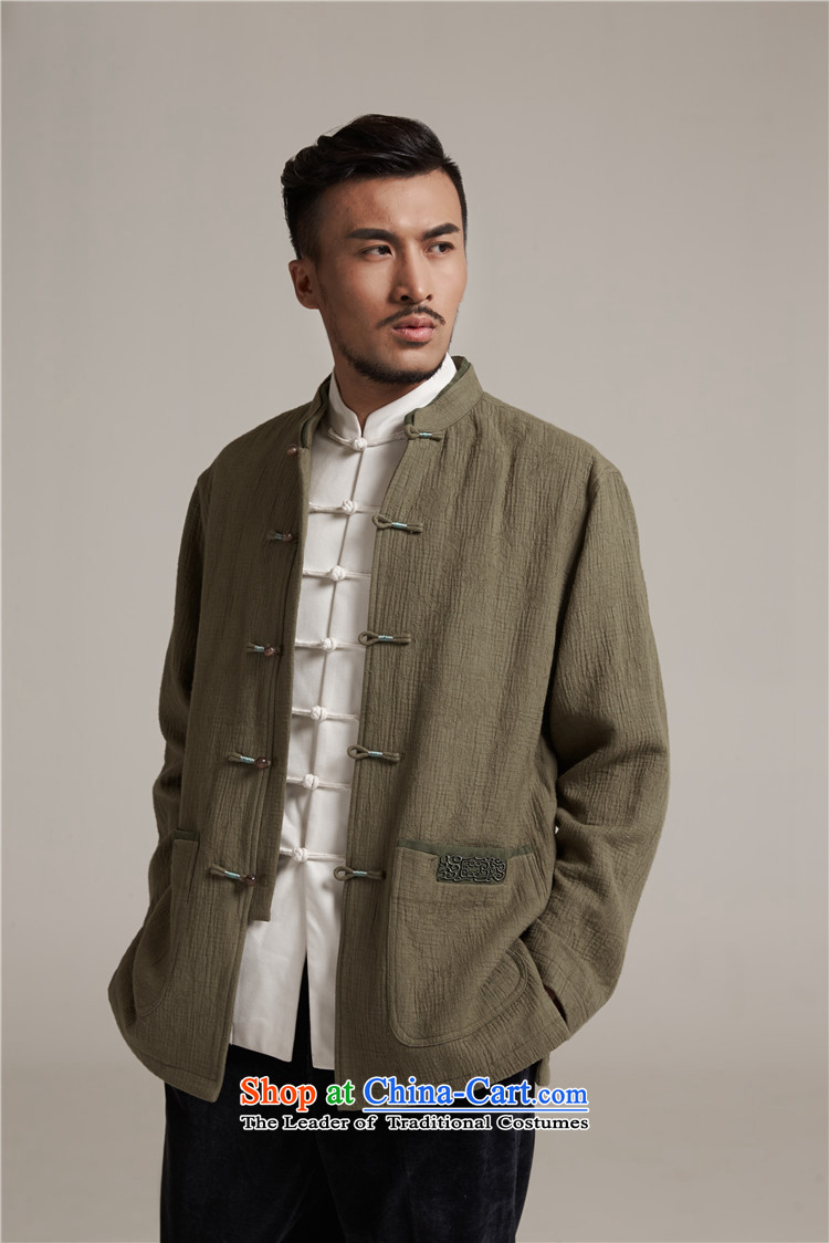 Fudo align de de Chinese improved color flip sleeve men in Tang Dynasty robe older leisure stay jacket China wind loading of new products by 2015 Autumn yellow green XL/48 picture, prices, brand platters! The elections are supplied in the national character of distribution, so action, buy now enjoy more preferential! As soon as possible.