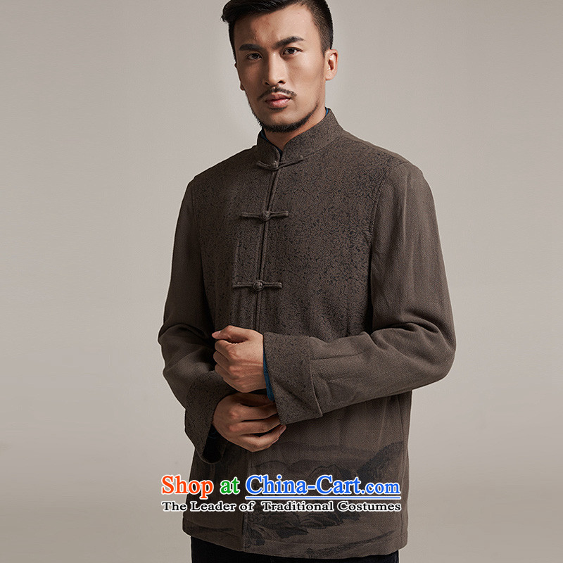Fudo de saint de 2015 autumn and winter new products men Tang dynasty China wind men robe older leisure Tang Dynasty to warm jacket, gray and green 3XL/52, de fudo shopping on the Internet has been pressed.
