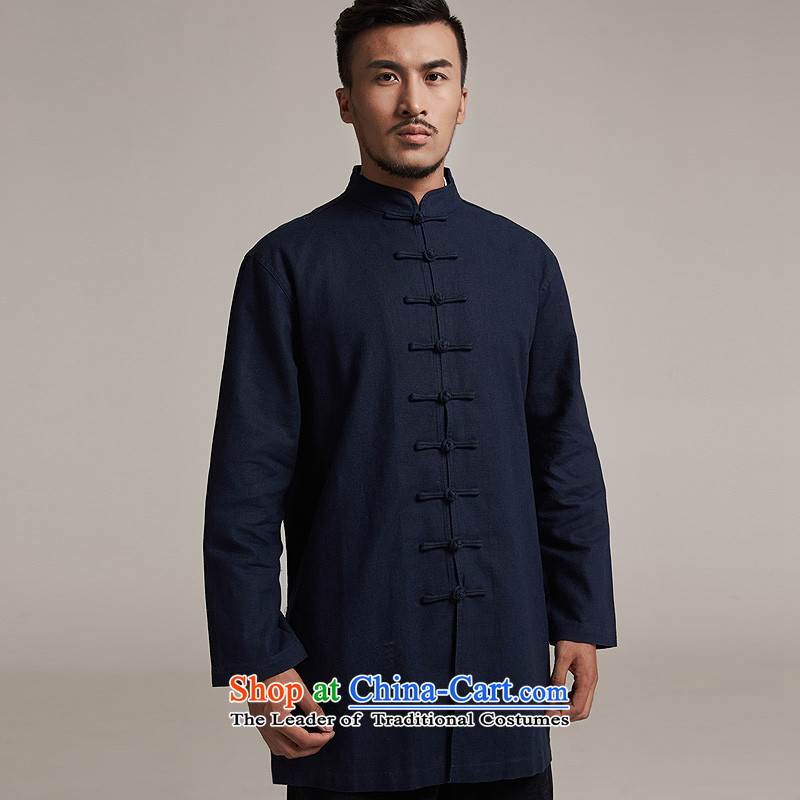 Fudo chin yat de聽2015 autumn and winter new products men Tang dynasty China wind men in long jacket, older leisure China wind jacket聽, dark blue M/44, fudo shopping on the Internet has been pressed.