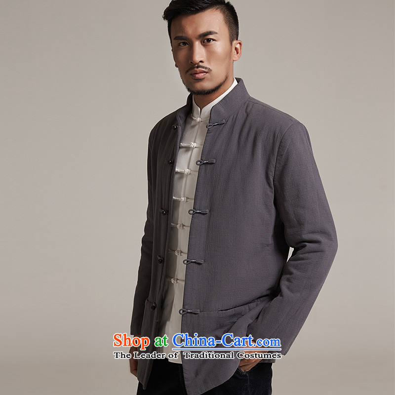 Fudo Zhengde de 2015 autumn and winter new products men Tang dynasty China wind men robe older leisure jacket Tang dynasty warm dark gray M/44, de fudo shopping on the Internet has been pressed.