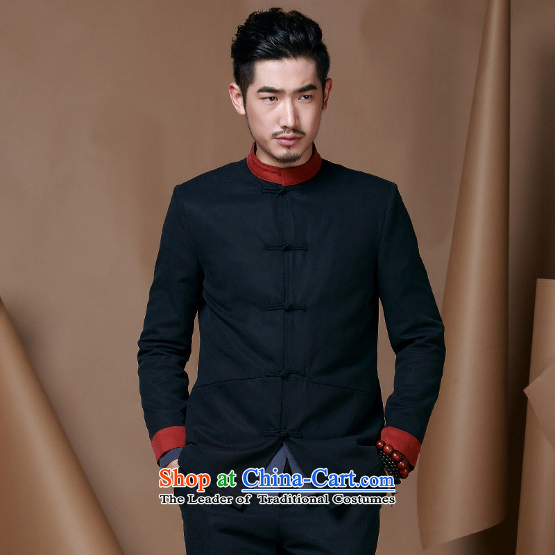 China wind men Tang dynasty men's jackets and autumn and winter of Chinese collar long-sleeved improved Han-male ball deep blue , L, the United States serving in Hwan (meitianyihuan days) , , , shopping on the Internet