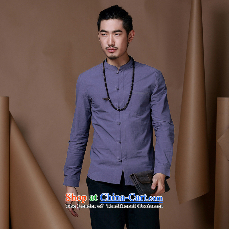 The fall of the Sau San shirt male l leisure shirt China wind male retro-clip Chinese tunic gray?XXL
