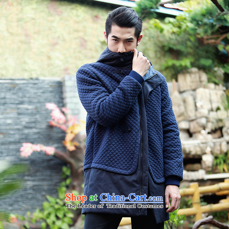 China wind up the clip cotton men men Fall/Winter Collections Argyle Cotton coat winter coats of middle-aged men and deep blue robe Chinese L, the United States and in accordance with the property (meitianyihuan days) , , , shopping on the Internet