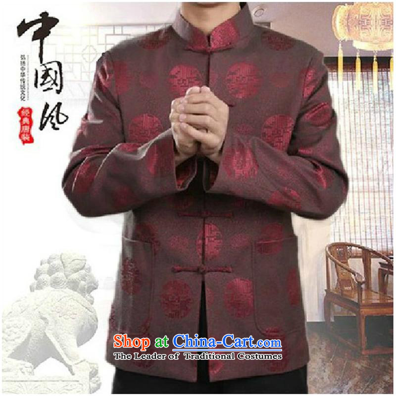 Tang dynasty men in older long-sleeved jacket coat shirt Chinese robe of pure cotton with round-Hi, my father # dark blue then Yi 190 days in accordance with the American shirts, together (meitianyihuan) , , , shopping on the Internet