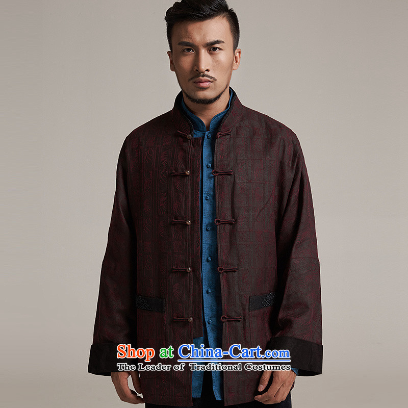 Fudo de fall/winter day MR NGAN 2015 new products silk men Tang dynasty China wind men's jackets older leisure China wind jacket , dark red 2XL/50, fudo shopping on the Internet has been pressed.