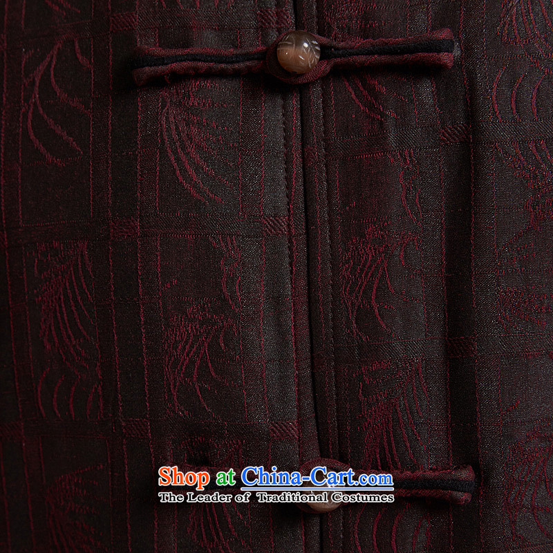 Fudo de fall/winter day MR NGAN 2015 new products silk men Tang dynasty China wind men's jackets older leisure China wind jacket , dark red 2XL/50, fudo shopping on the Internet has been pressed.