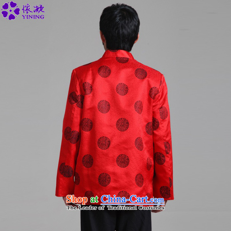 In accordance with the Fuser Men long-sleeved Chinese clothing round-ribbed collar lung single row detained father replacing Tang jackets d /2949# -1# 3XL, gel to , , , shopping on the Internet