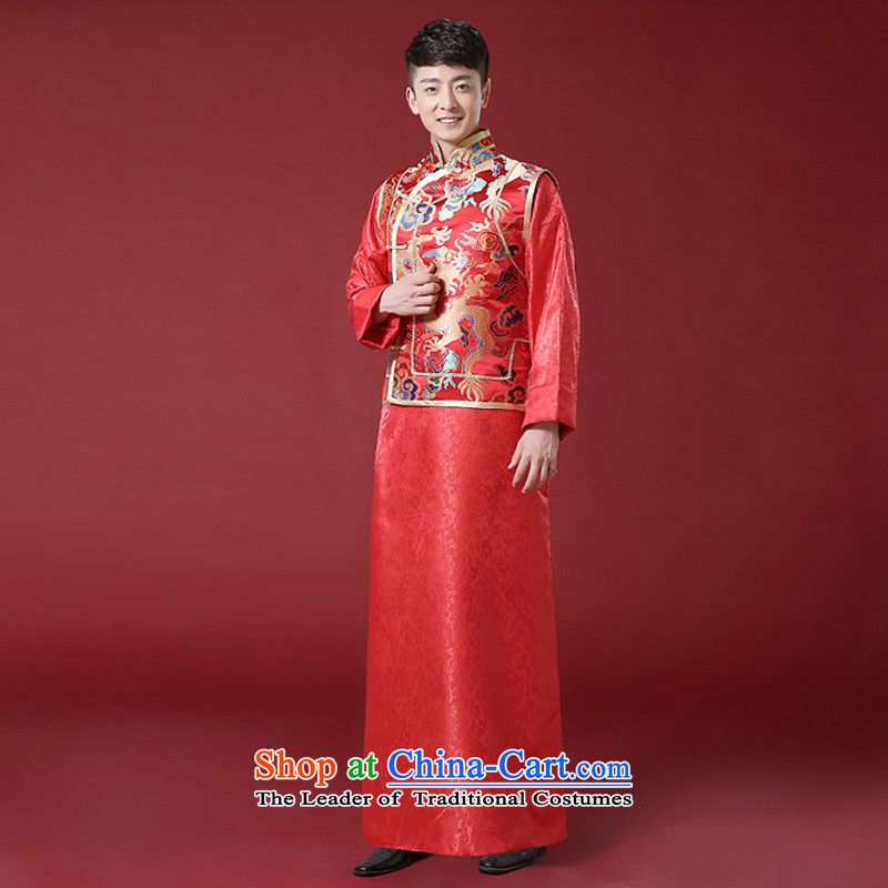 The Syrian Chinese style wedding dresses time men and Tang Dynasty style robes traditional marriage Sau Wo service men costume of the bridegroom clothing bows to red , L, Syria has been pressed time shopping on the Internet