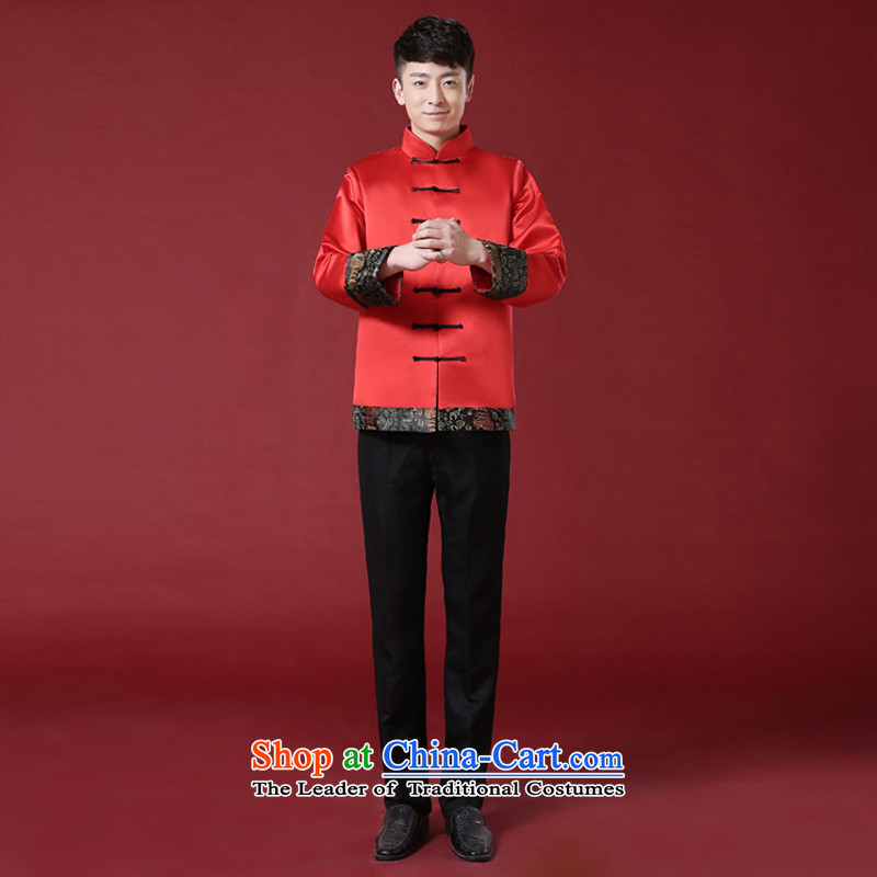 The new Chinese men Soo Wo service pack the bridegroom robe Chinese wedding dress men costume of the bridegroom dress wedding dress RED M Time Syrian shopping on the Internet has been pressed.