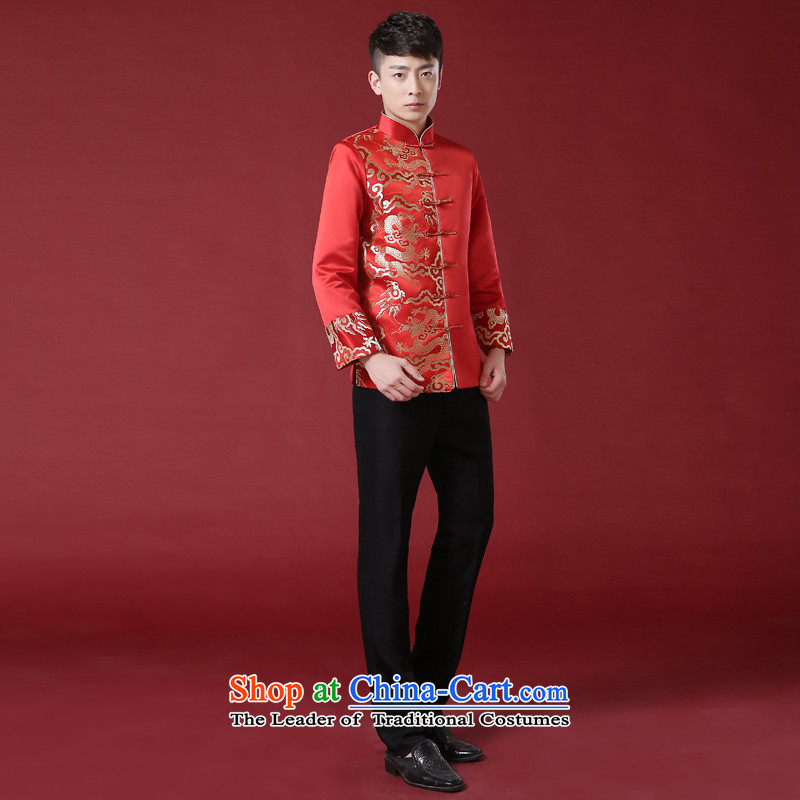 2015 Spring New bridegroom men Soo-Wo Service Chinese wedding dress men Tang Dynasty Chinese tunic costume show red , L, time wo Syrian shopping on the Internet has been pressed.