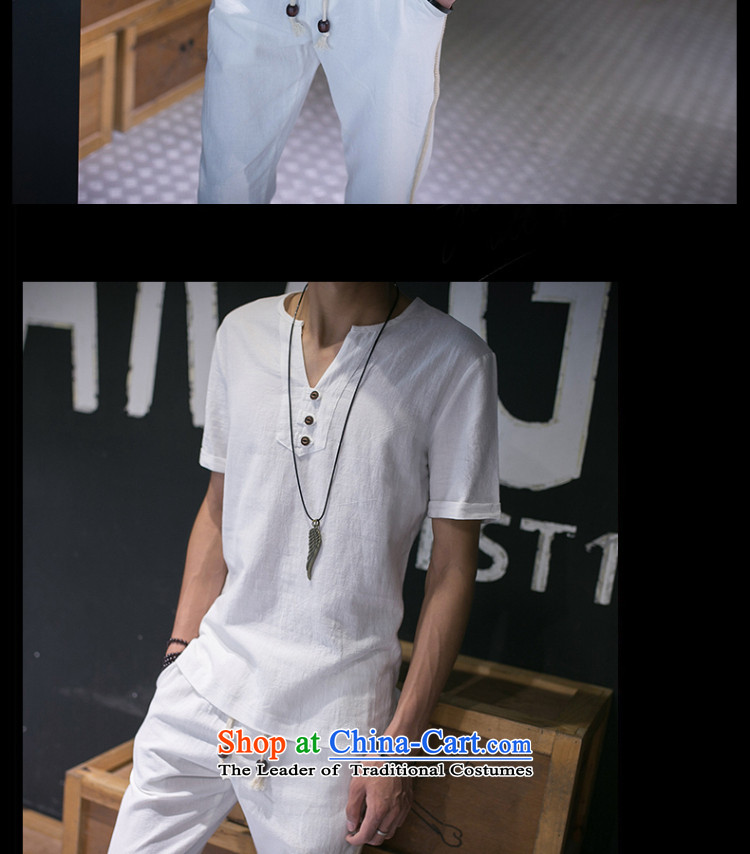 Check the spring and summer of autumn relaxd Low Men's T-shirt China wind retro cotton linen flax V-Neck short pants minimalist long-sleeved Kit Tang Dynasty Chinese tunic 8033 white picture, prices, XXXL brand platters! The elections are supplied in the national character of distribution, so action, buy now enjoy more preferential! As soon as possible.