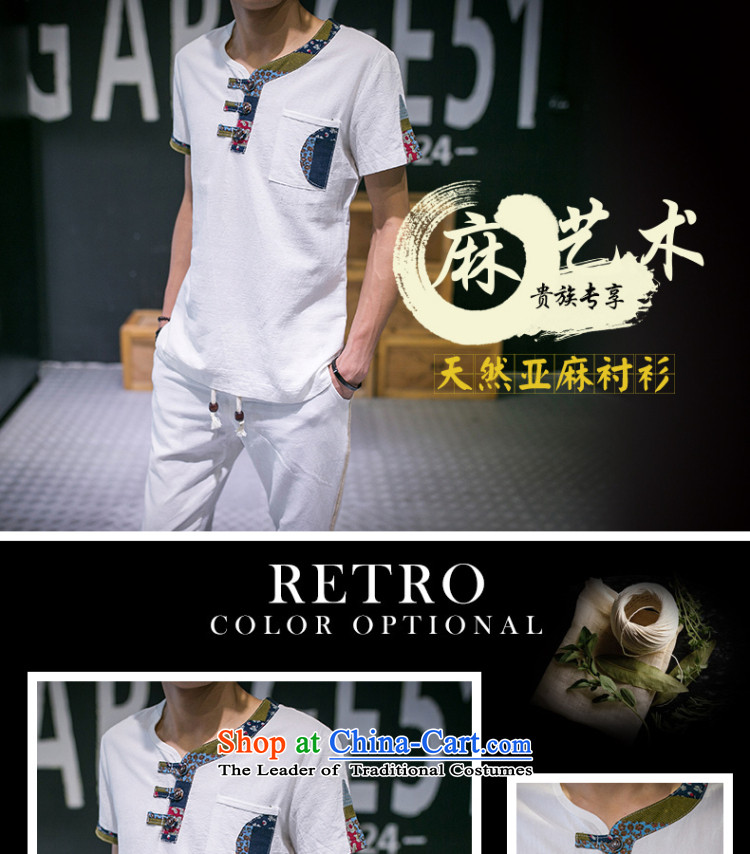 Check the spring and summer of autumn relaxd Low Men's T-shirt China wind retro cotton linen flax V-Neck short pants minimalist long-sleeved Kit Tang Dynasty Chinese tunic 8033 white picture, prices, XXXL brand platters! The elections are supplied in the national character of distribution, so action, buy now enjoy more preferential! As soon as possible.