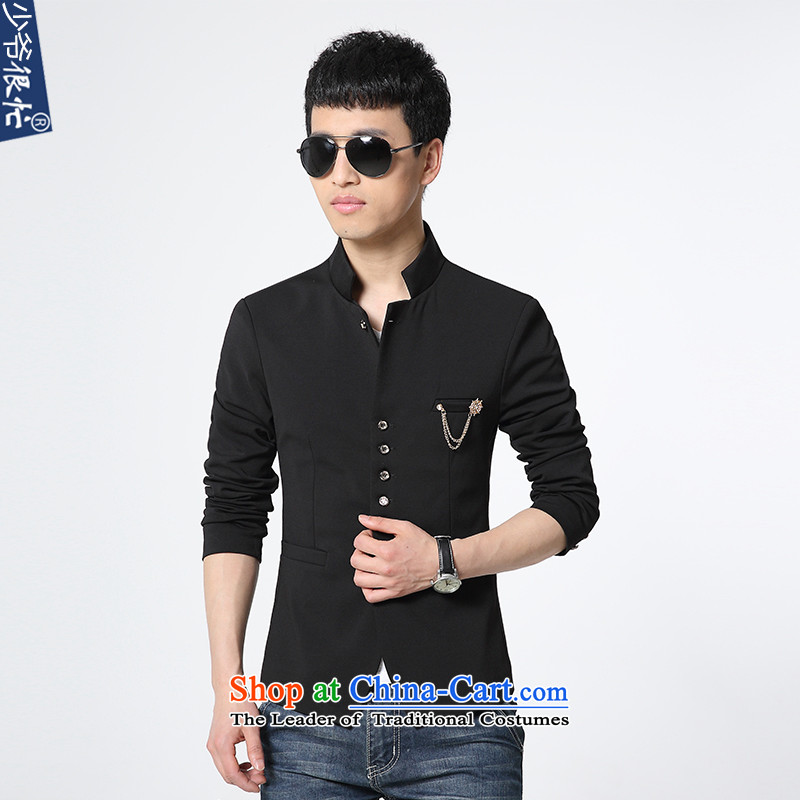 Dan Jie Shi autumn and winter new products Men's Mock-Neck Small Business Suit Sau San Korean Modern Youth Chinese tunic suit coats of solid color black 3XL, XF57 Dan Jie Shi (DANJIESHI) , , , shopping on the Internet