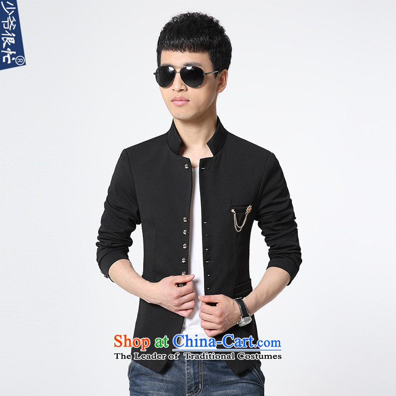 Dan Jie Shi autumn and winter new products Men's Mock-Neck Small Business Suit Sau San Korean Modern Youth Chinese tunic suit coats of solid color black 3XL, XF57 Dan Jie Shi (DANJIESHI) , , , shopping on the Internet