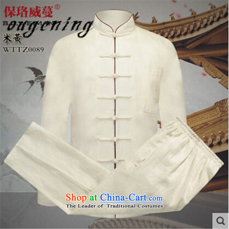 The name of the 2015 autumn of the OSCE New New Product Men Tang dynasty cotton linen men father national costume Chinese elderly in the linen collar retro two kit XXL, Navy Europe (ougening lemonade Grid) , , , shopping on the Internet