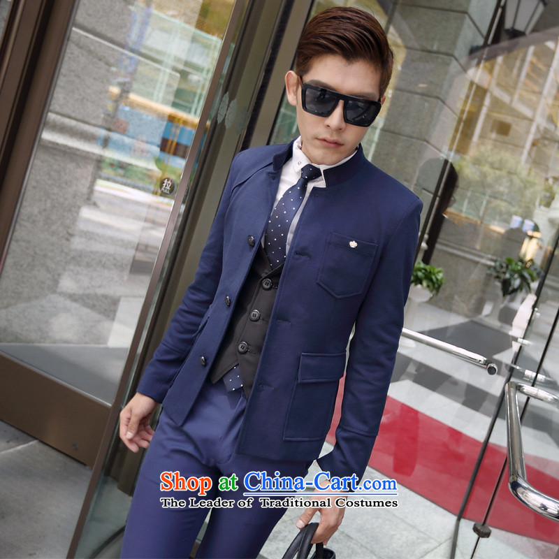 The new Korean version of the spring and autumn Men's Mock-Neck Sau San casual jacket Chinese tunic men trend navy , L, the United States and in accordance with the property (meitianyihuan days) , , , shopping on the Internet