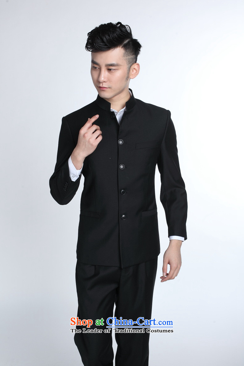 Men's Mock-Neck Chinese tunic suit Chinese collar Korean suit the bridegroom wedding dress stylish Sau San Kit Chinese navy blue collar suit + trousers 190/54XXXL picture, prices, brand platters! The elections are supplied in the national character of distribution, so action, buy now enjoy more preferential! As soon as possible.