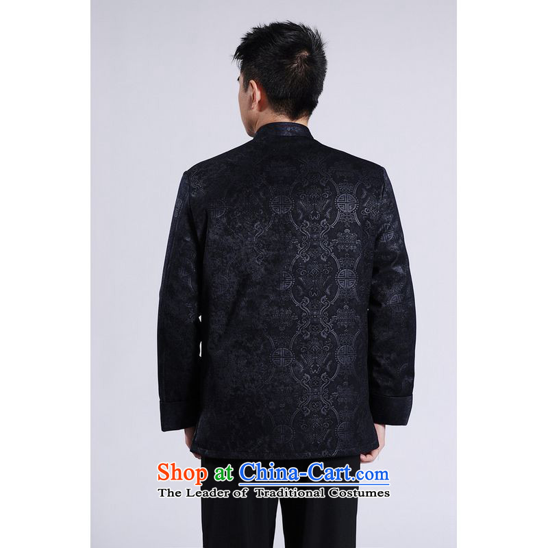 Ms Au King Mansion to men's jackets thick cotton plus add-Tang Tang replacing men long-sleeved sweater Chinese Dragon Tang blouses -A black XXL, intended Jing Ge , , , shopping on the Internet