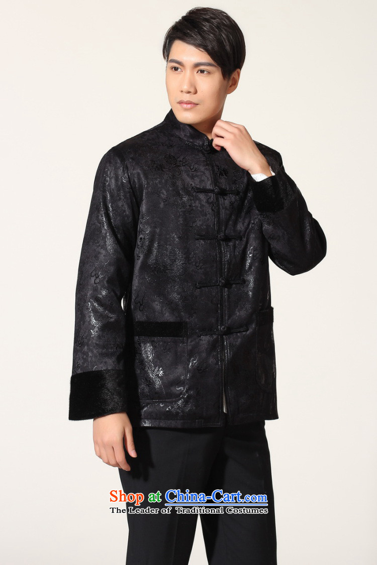 Ms Au King Mansion to men's jacket water Sable Hair Tang Add Tang dynasty lint-free men long-sleeved sweater Chinese Dragon Tang blouses -B Black L picture, prices, brand platters! The elections are supplied in the national character of distribution, so action, buy now enjoy more preferential! As soon as possible.