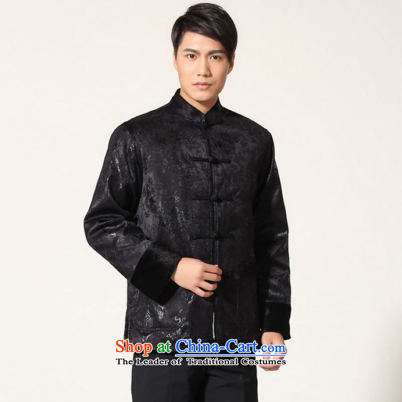 Ms Au King Mansion to men's jacket water Sable Hair Tang Add Tang dynasty lint-free men long-sleeved sweater Chinese Dragon Tang blouses -B Black , L' Jing Ge , , , shopping on the Internet