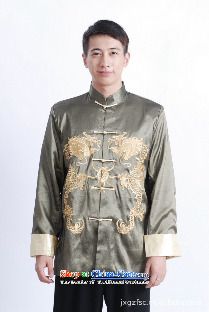 Ms Au King Mansion to Tang dynasty men long-sleeved national costumes men Tang jackets collar embroidery Chinese dragon M1012 XXXL light green picture, prices, brand platters! The elections are supplied in the national character of distribution, so action, buy now enjoy more preferential! As soon as possible.