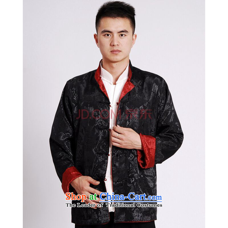 Shanghai, optimization options Tang Dynasty Men long-sleeved national costumes men Tang jackets collar double-sided Wearing Tang Dynasty damask Black + Red M, Shanghai, optimization options , , , shopping on the Internet