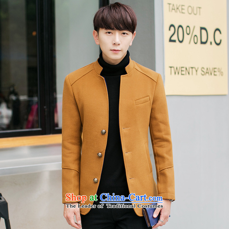 The Korean version of winter K328I Sau San Mock-neck gross? men jacket Chinese tunic khaki4XL