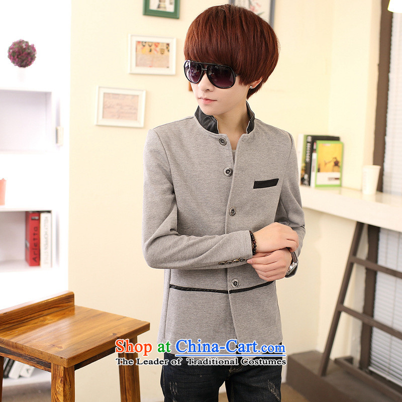 During the spring and autumn men sweater cardigan jacket young students Korean Solid Color collar leisure Chinese tunic Gray Black pre-sale), 175 (us day in accordance with the Food (meitianyihuan) , , , shopping on the Internet