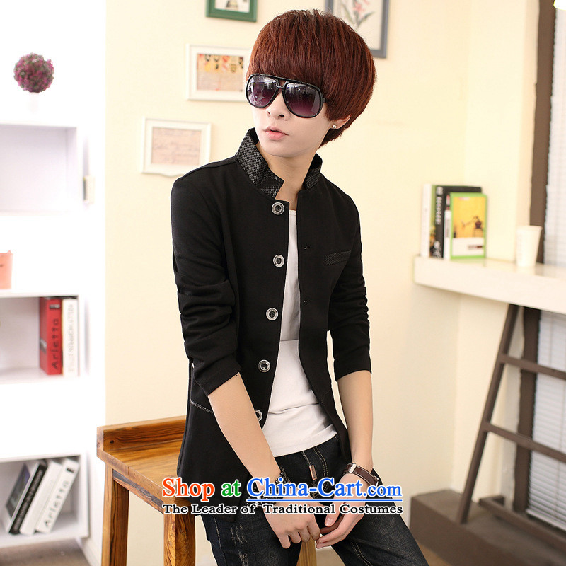 During the spring and autumn men sweater cardigan jacket young students Korean Solid Color collar leisure Chinese tunic Gray Black pre-sale), 175 (us day in accordance with the Food (meitianyihuan) , , , shopping on the Internet